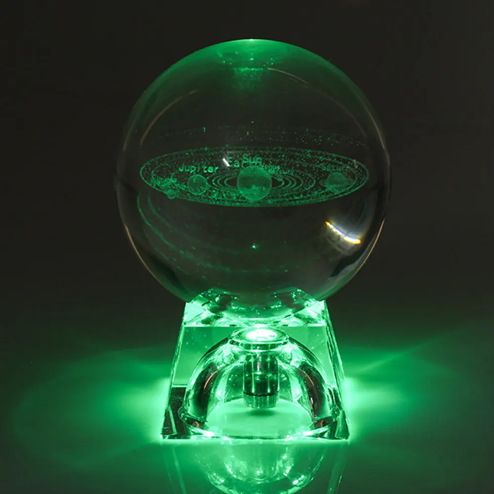 6 см 3D гравировка Galaxy солнечная система хрустальная лампа ночник светящийся