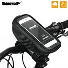 Велосипедные Сумки Rhinowalk с креплением для телефона, водонепроницаемые сумки на руль с передней рамой и верхней трубкой, с держателем для телефона для сенсорного экрана, чехол