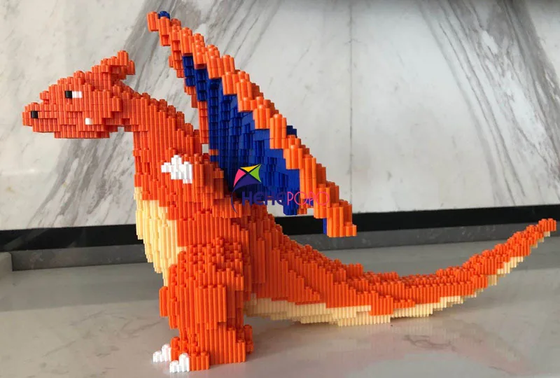 26cm Tall 8665 Middle Bricks Block Toy Charizard Dragon Pocket Monster Animal 3D Model DIY Blocks Building for Children | Игрушки и