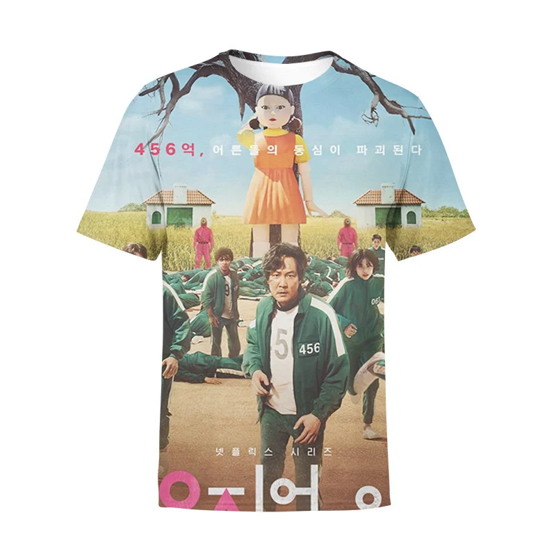 

Squid Game 3D T-shirt Korean Drama Merch Pullovers Solid Men Women Short Sleeve Tee Casual Streetwear Outfits Top 2021 Fashion