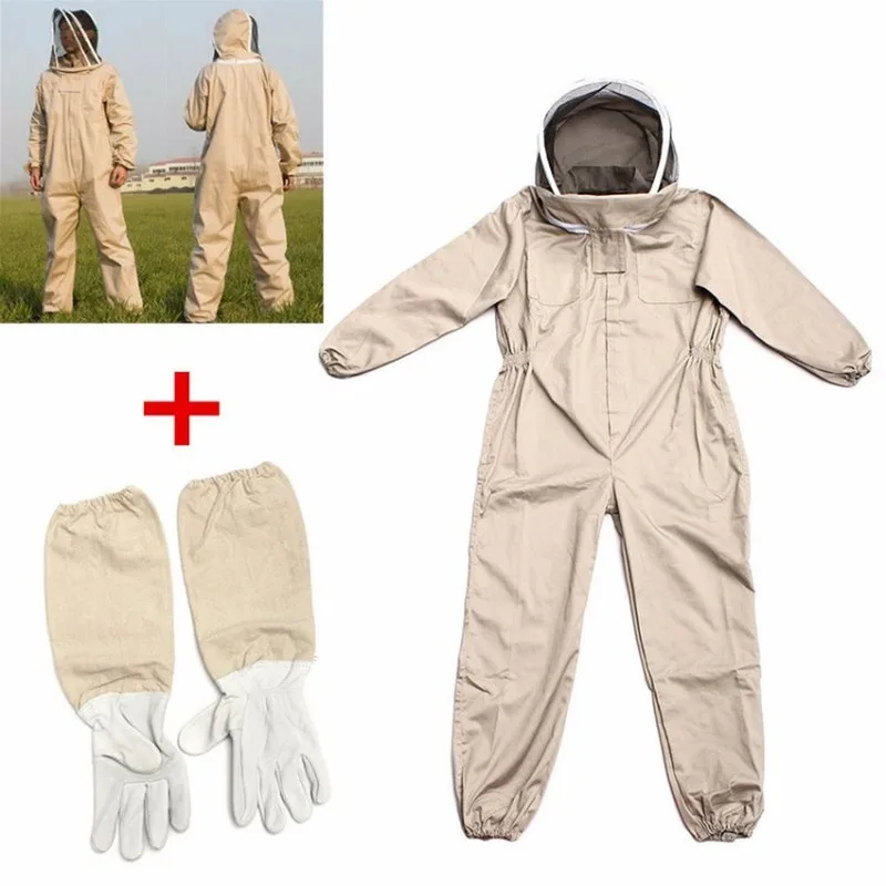 

Professional Ventilated Full Body Beekeeping Bee Keeping Suit w/ Leather Gloves