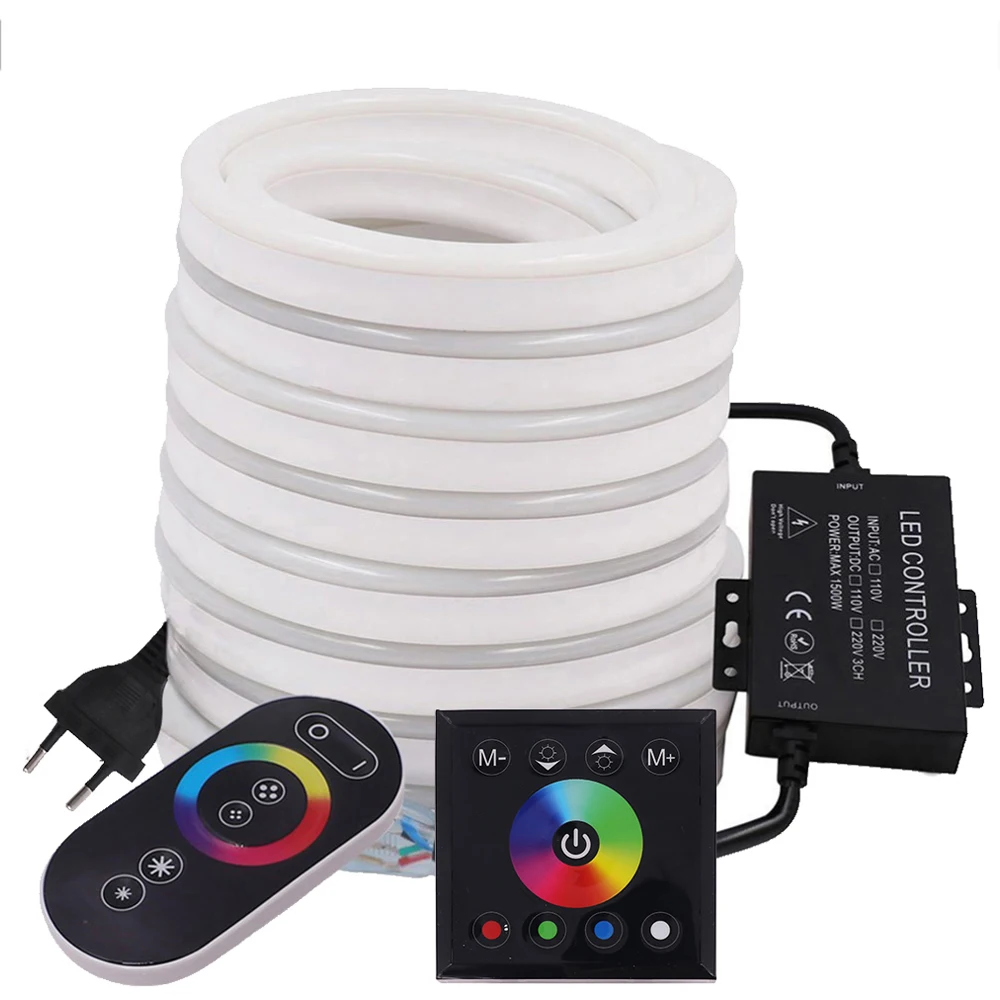 Светодиодный ная Неоновая Гибкая RGB лента 220 В с дистанционным управлением