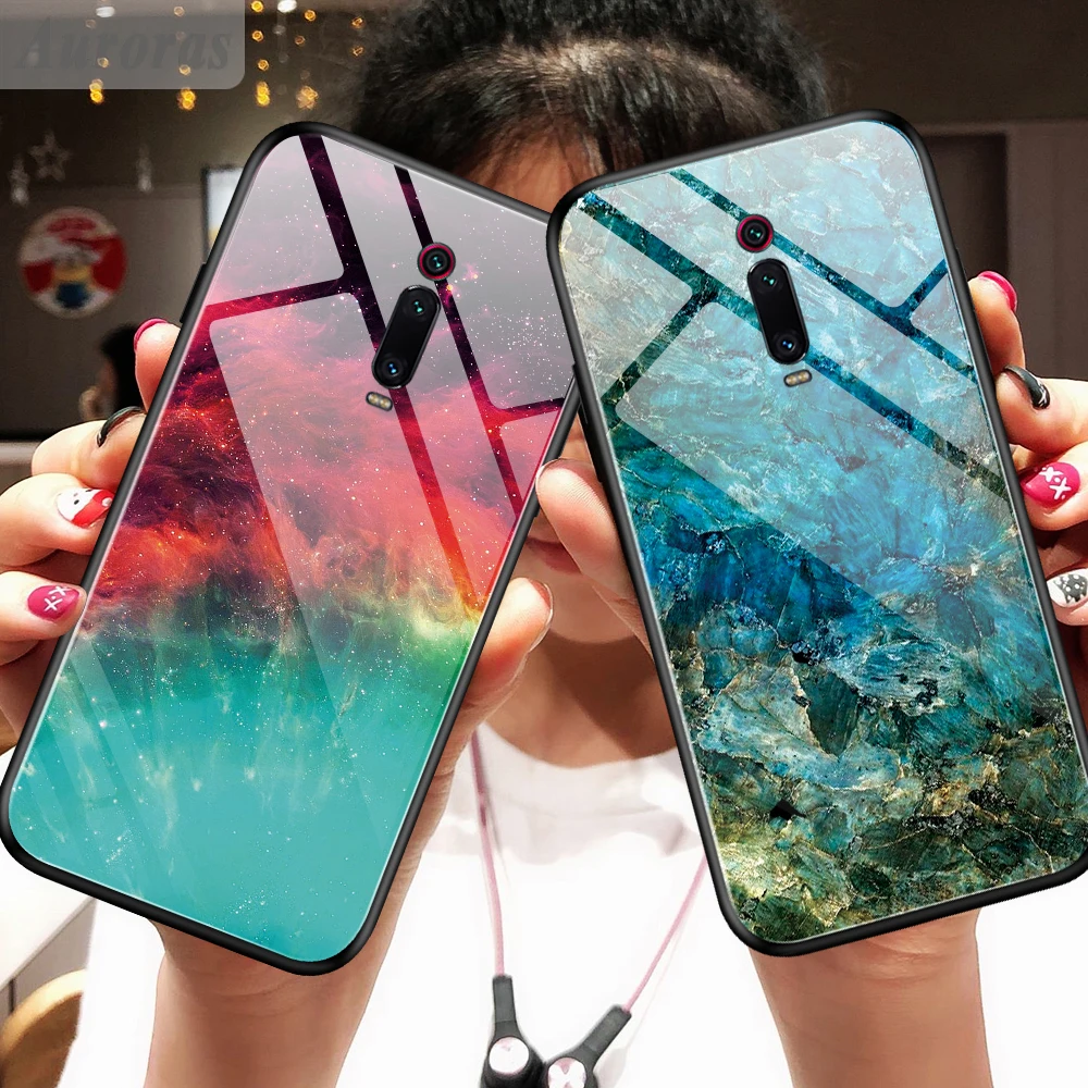 Auroras для Xiaomi mi 9T чехол из закаленного стекла с мягкой рамкой Противоударный
