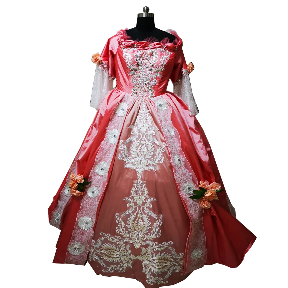 

New pink Vintage costumes 18th Duchess Retro medieval Renaissance Reenactment Theatre Civil war Victorian dress D-375