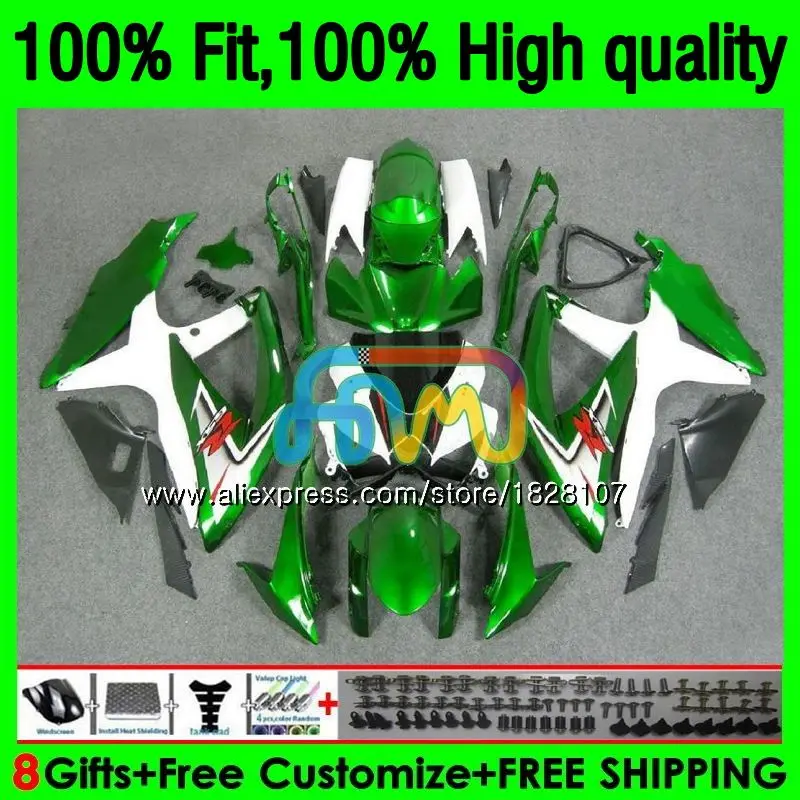 OEM для SUZUKI GSXR зеленый белый 600 750 CC GSX R600 GSXR600 08 09 10 38b. 33 K8 GSXR750 2008 2009 2010