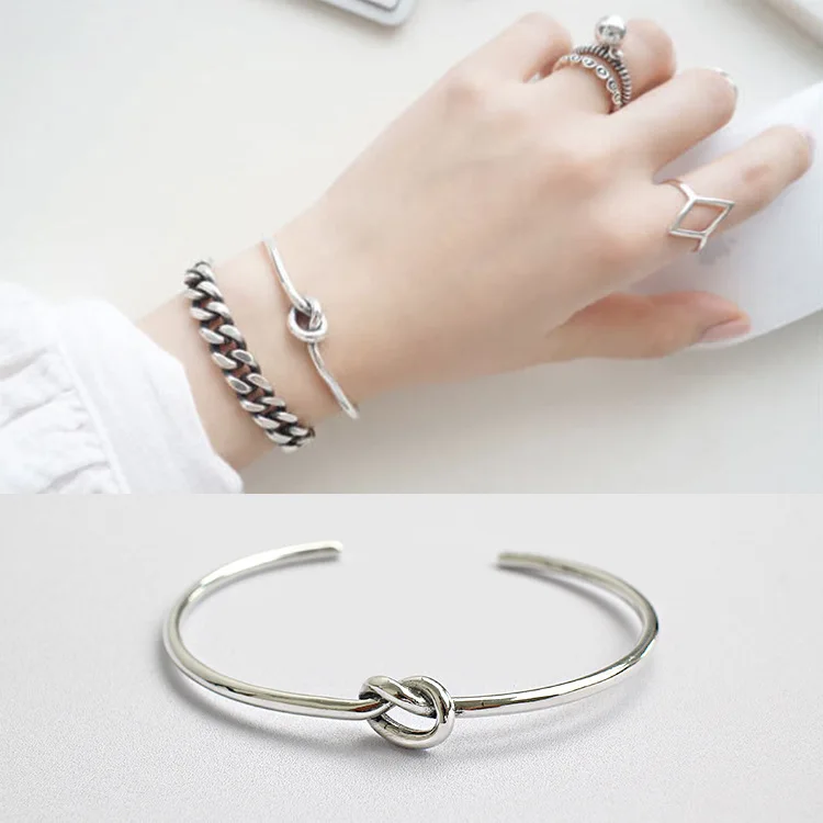 Корейский браслет из чистого серебра S925 пробы с узлом | Украшения и аксессуары