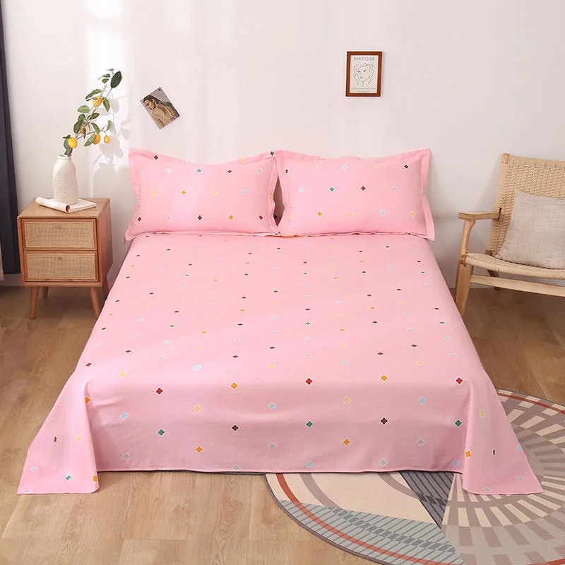 

1 pc Bed Linens Pure Cotton Queen/King Size draps de lit Check Style Flat Bedding Sheets For Double Bed Bedsheets For Adult