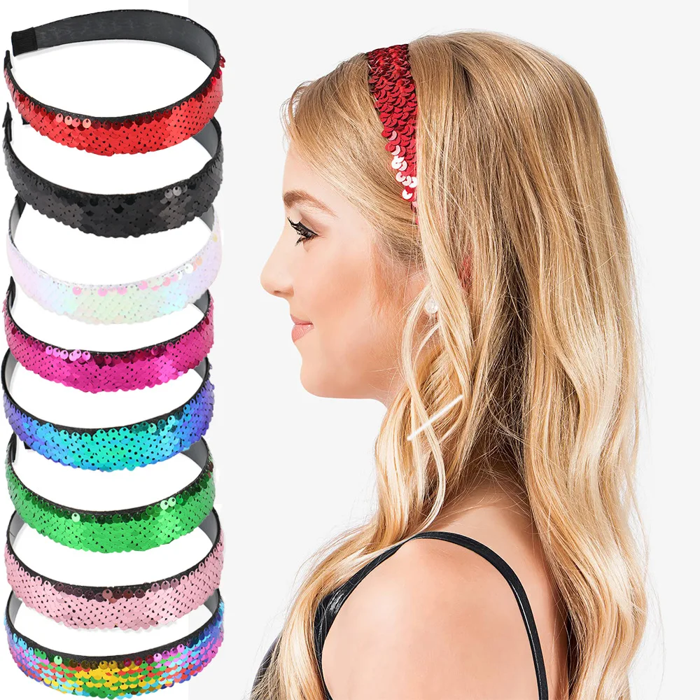 

1PCS 2.5x13cm reversible sequin girl party Headband Festival Headband Girls Accessories 533