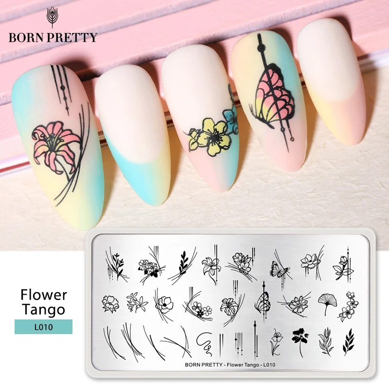 

BORN PRETTY Nail Stamp Plate Butterfly And Flower Theme Pattern Stainless Steel Nails Art Template for Manicure Design Tool
