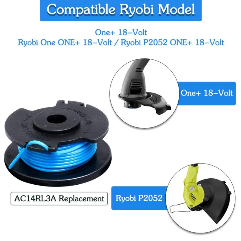 Ryobi One + AC14RL3A OEM .065 линейная катушка Замена для 18 В 24 и 40 в беспроводные триммеры 3