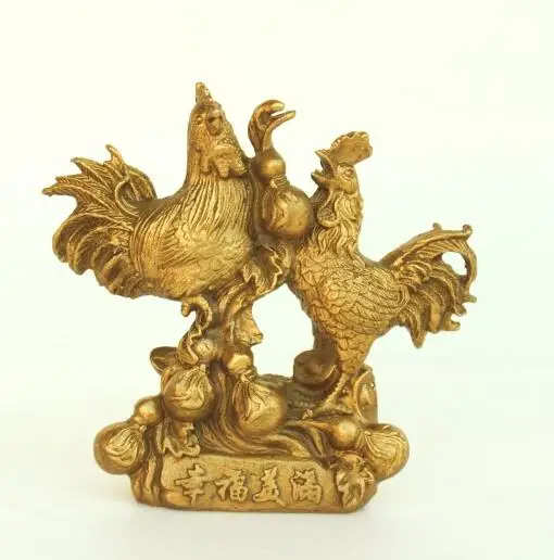 

Chinese Creative Personality Exquisite Brass Carving Pure Brass Two Chickens Small Animal Statue Decoration