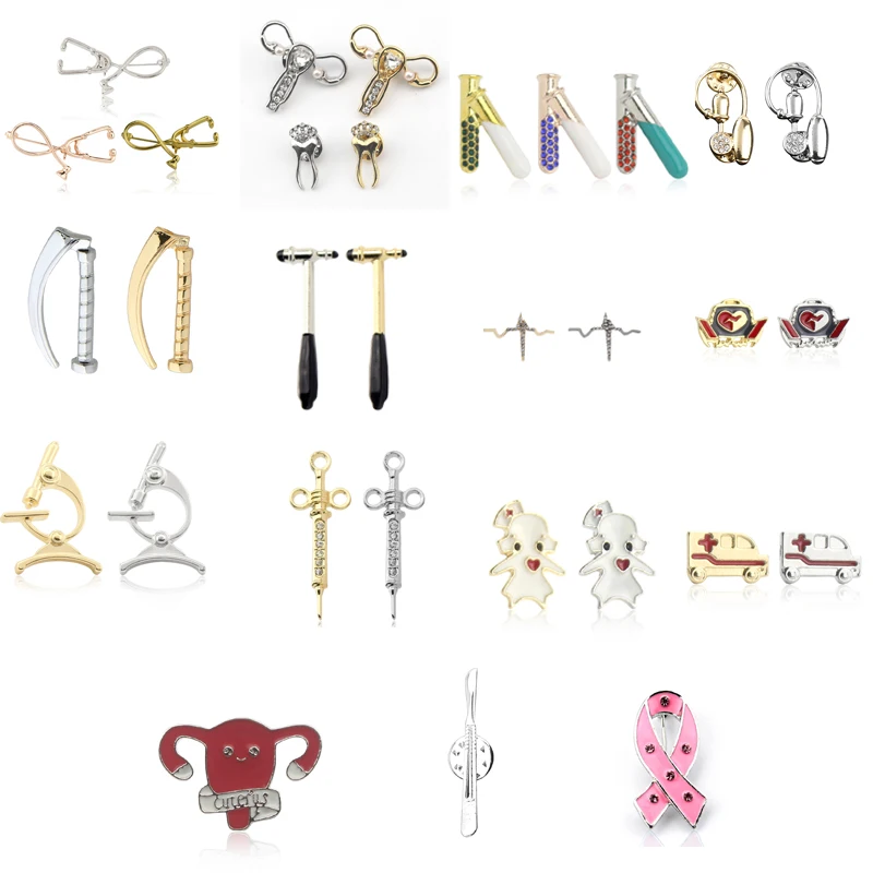 Брошь золотого и серебряного цвета с булавкой для медсестры ювелирное изделие