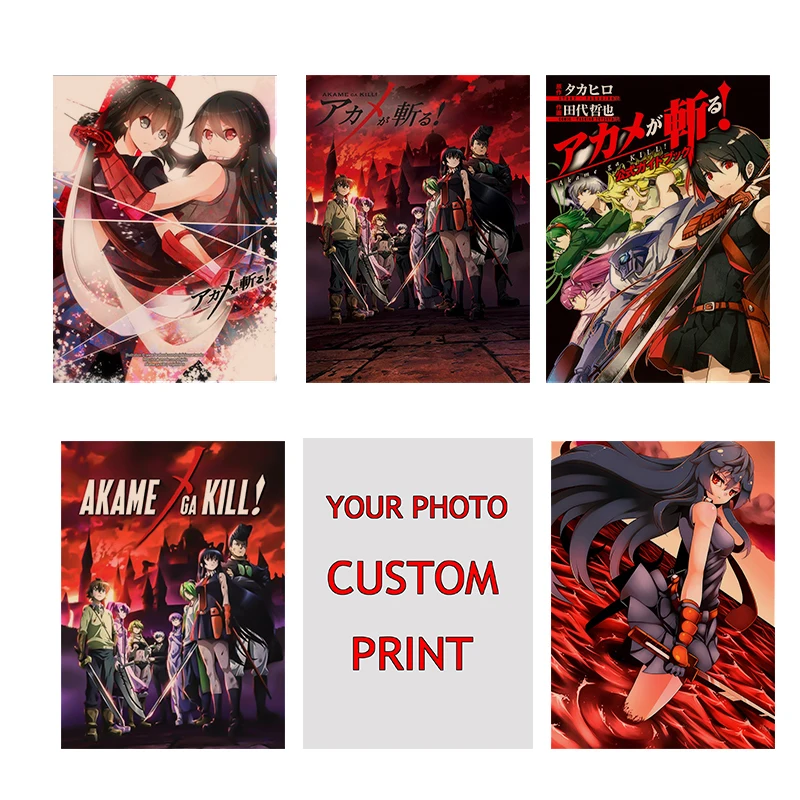 

Постер японского аниме, крафт-бумага, Akame Ga Kill, классические ретро художественные настенные наклейки, декор для бара, кафе, дома, Мультяшные к...