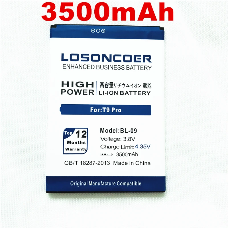 100% Оригинальный LOSONCOER 3500 мАч для THL T9 Pro Аккумулятор BL09 BL 09|Аккумуляторы мобильных
