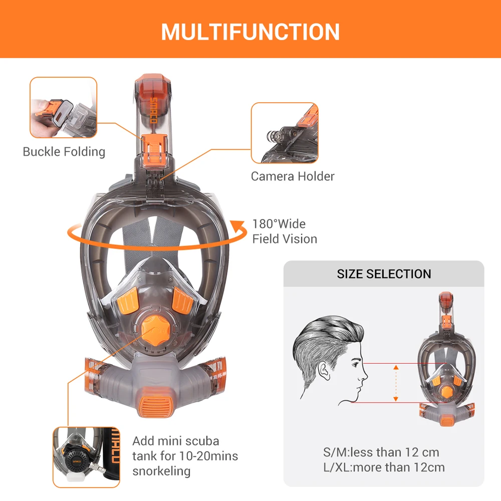 Цилиндрическая маска SMACO для подводного плавания респиратор с ручным насосом