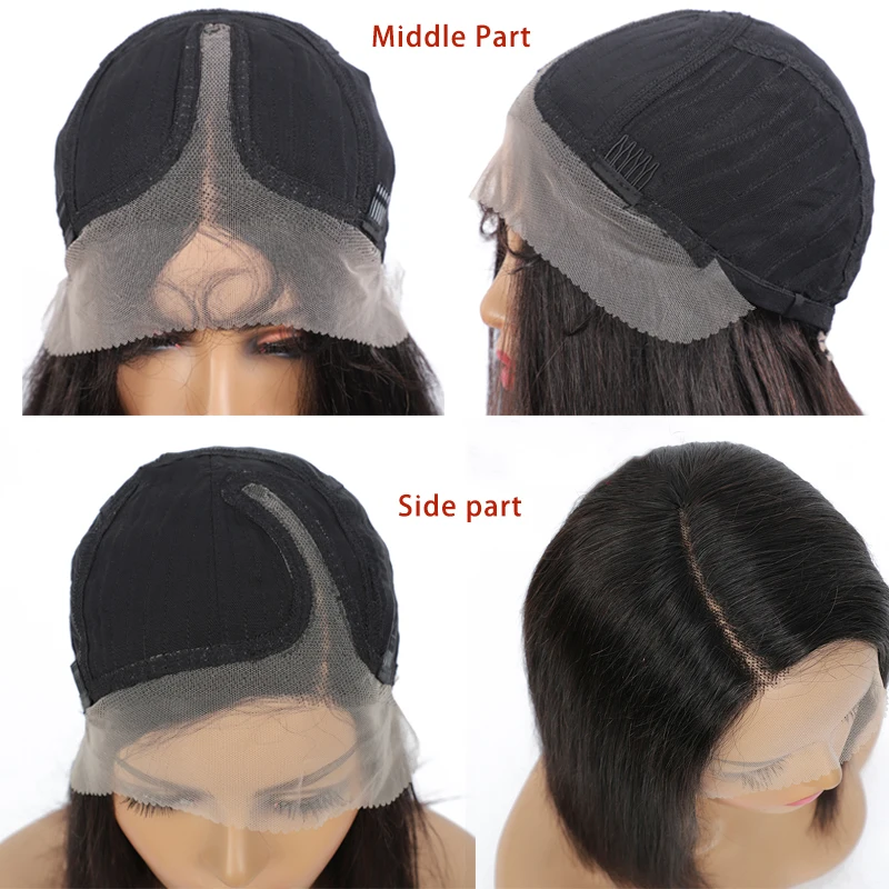 

Brazilian Straight Lace Human Hair Wigs Natural Color Lace Part Wigs For Black Women Pre Plucked Remy Hair Wig 180% Density