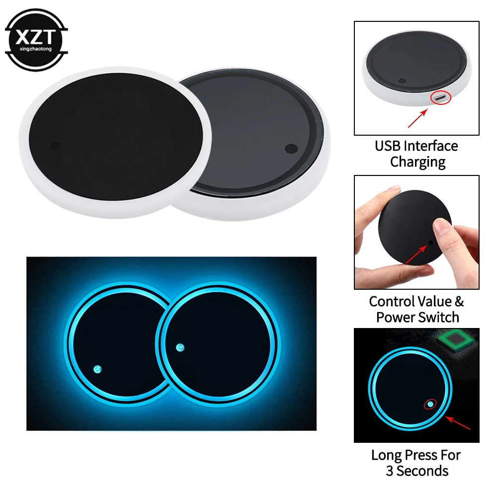 2 шт. автомобильные светодиодсветодиодный подстаканники 7 цветов | Электроника