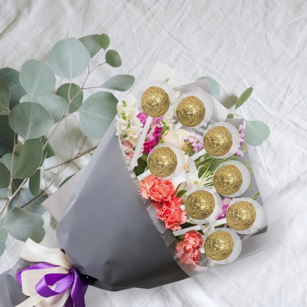 

100pcs Chocolate Ball Holder Case Flower Candy Ball Bouquet DIY Fixed Base