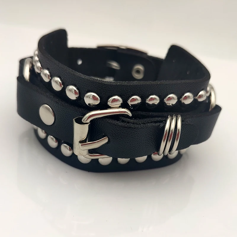 Черные браслеты из искусственной кожи для женщин и мужчин украшения косплея в