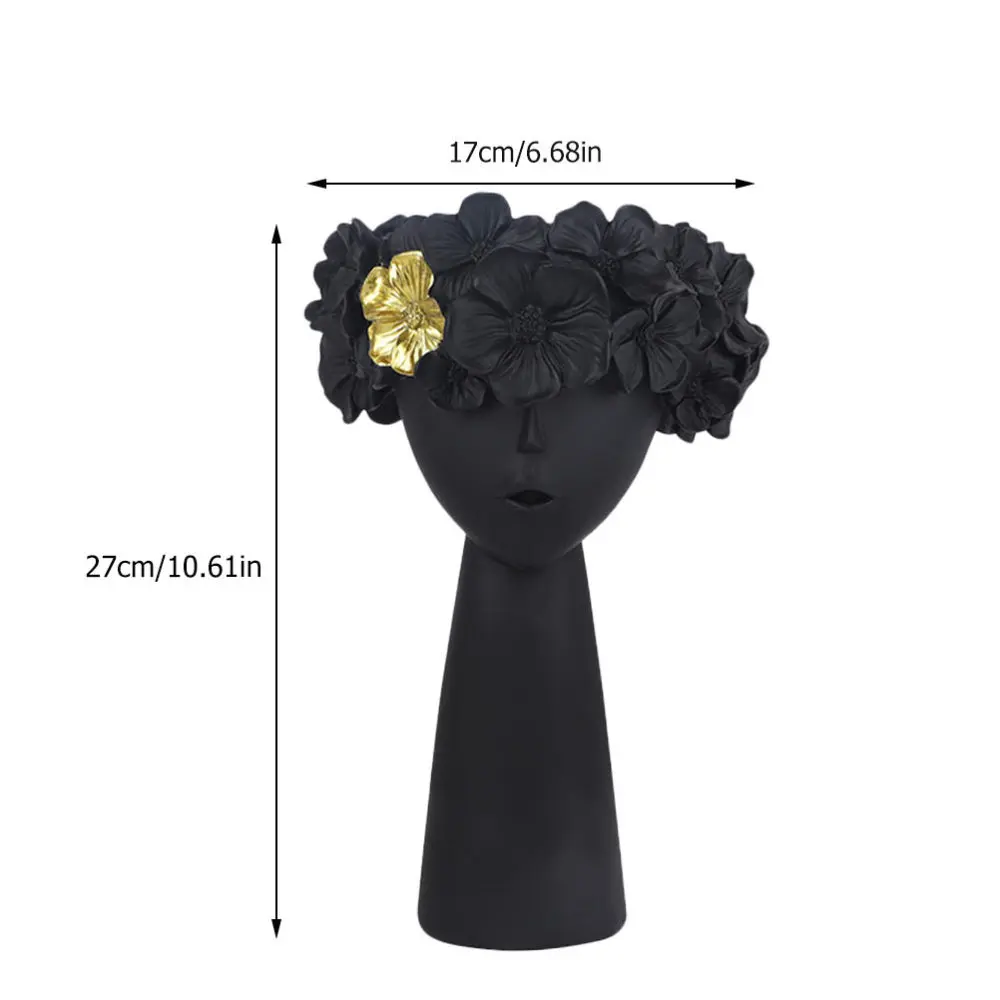 

1Pc Resin Statue Design Vase Creative Artistic Flower Vase Home Desktop Ornament
