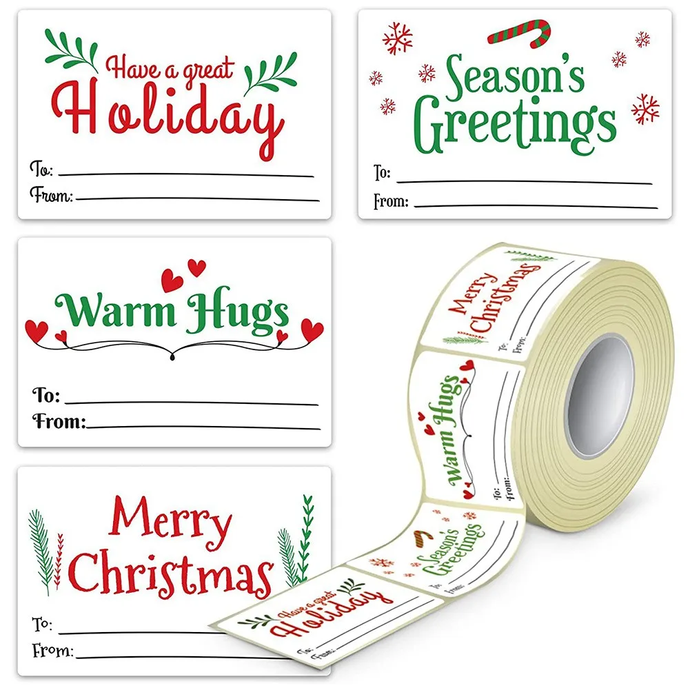 

300pcs/Roll Personalised Merry Christmas Gift Tags Present Stickers Labels Wrapping Xmas Holiday Party Supplies