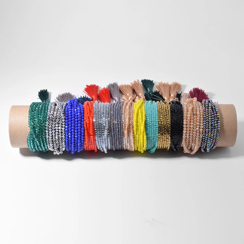 OAIITE браслеты ручной работы с бусинами Миюки Эластичные наборы многослойных