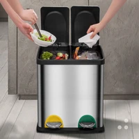 luxury food waste bin living room creative stainless steel waterproof trash can classified kitchen cubo basura home products 60