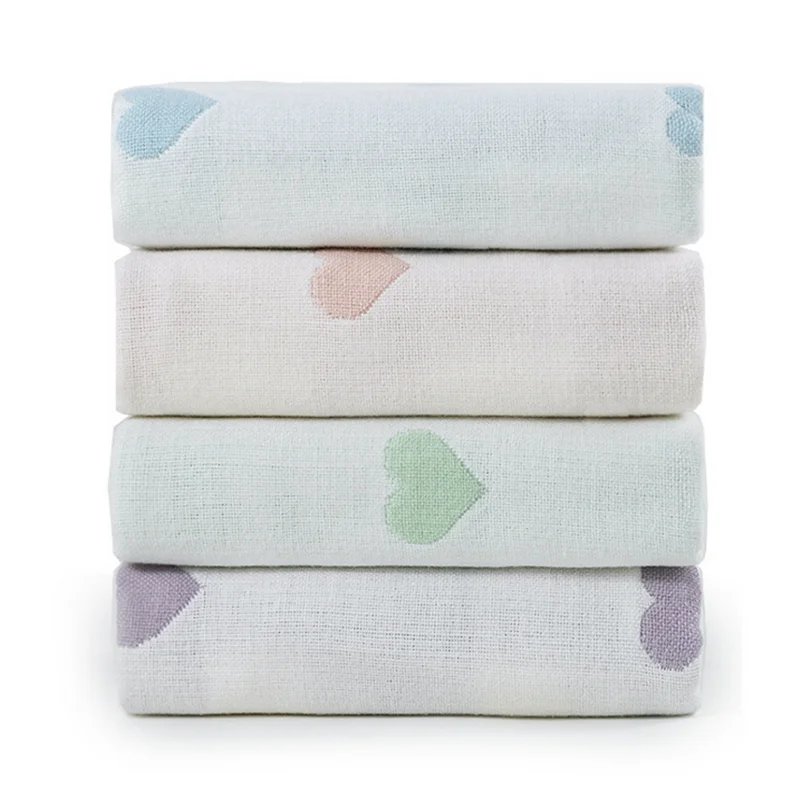 Мягкое полотенце для рук из чистого хлопка с марлей и принтом в виде сердца