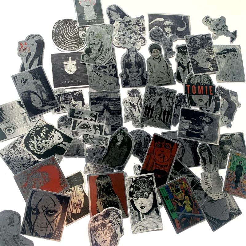 

50pcs Horror JunJi Comic Sticker Itou Tomie Black and White Thriller DIY Waterproof Reflecting Series Decoration Toy Stickers