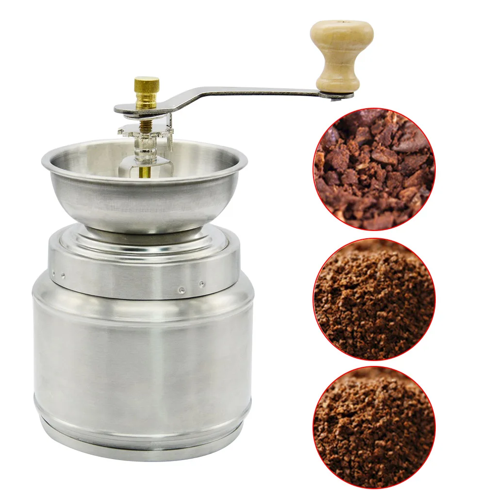

Household Manual Coffee Grinder Spice Nut Coffee Bean Herb Stainless Steel Mill with Adjustable Hand Crank Tool