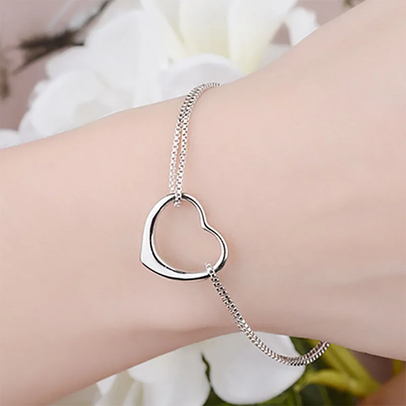 Bague Ringen, простой серебряный браслет 925, для женщин, в форме сердца, элегантное серебро 925 пробы, ювелирное изделие, Женские аксессуары для помолвки