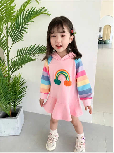 От 1 до 5 лет свитшоты для девочек толстовки с капюшоном маленьких Полосатое