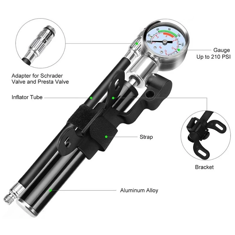 

Bicycle Pump Aluminum Alloy High Pressure Pump Mini Air Pump For Bike Cycling Tire Inflator Mountain Bike Inflator Kits Hot Sale