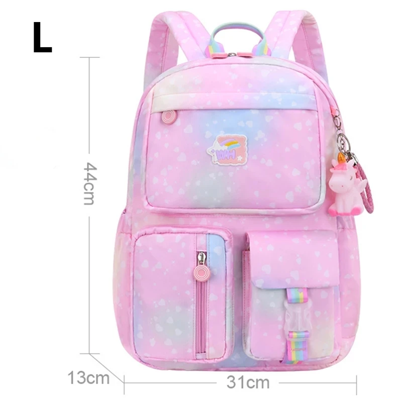 Waterproof Schoolbag with Cartoon Pendant for Children Girls Princess School Bag Cute Primary Students School Backpack Mochila