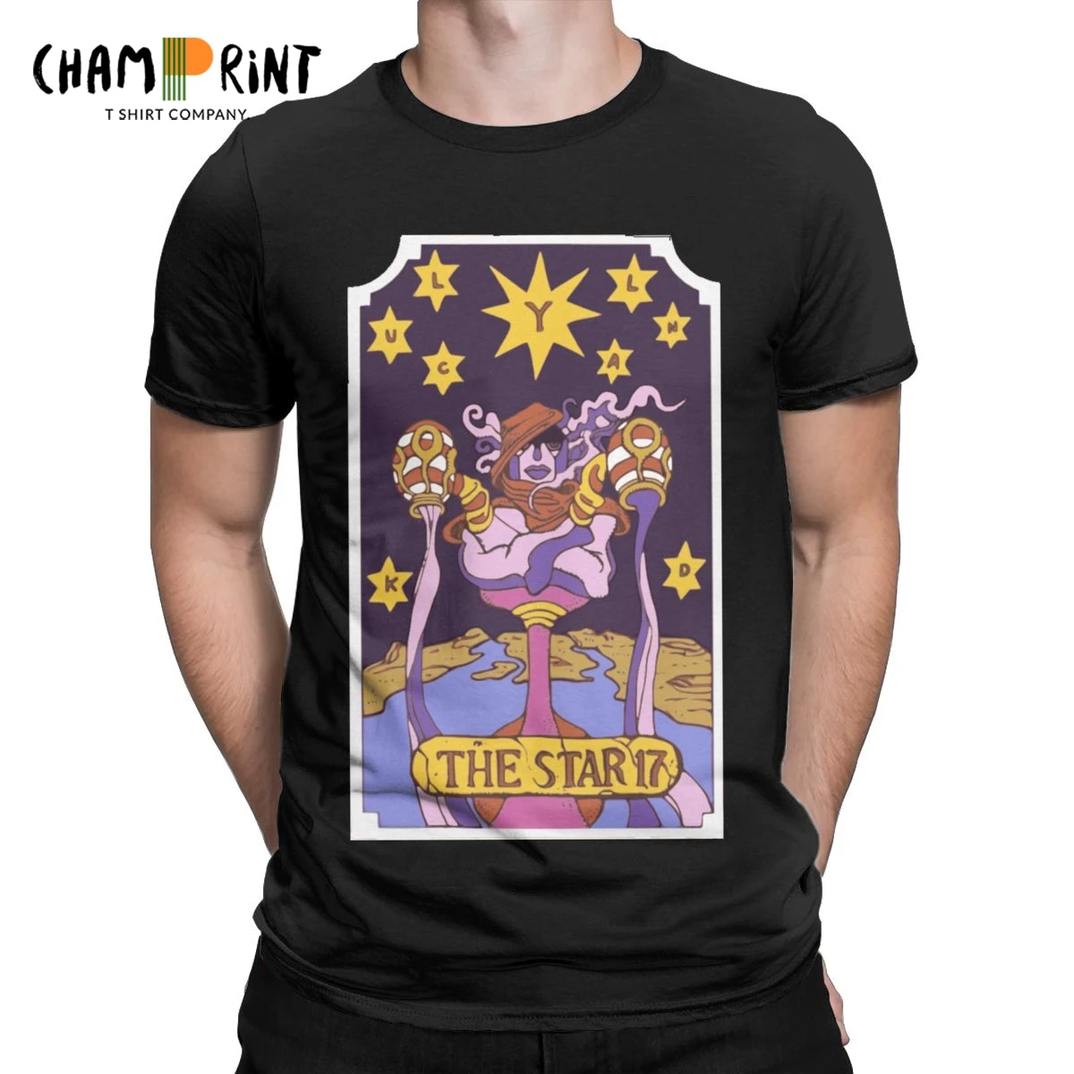 

Jojo's Bizarre Adventure The Star Tarot Card T-Shirt Men Divination Occult 2019 Fashion Tees O Neck T Shirt 6XL Clothing