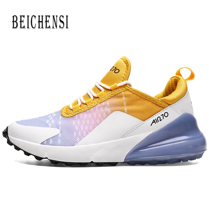 Мужская Новая мода zapatillas mujer уличные кроссовки дышащая женская обувь сетчатые Спортивные Повседневные кроссовки размера плюс 36-47 - Цвет: Purple Gold