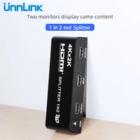 unnlink splitter hdmi compatible switcher 1x2 uhd 4k fhd 1080p 60hz 3d 1 input 2 output for led tv box xbox one monitor ps4