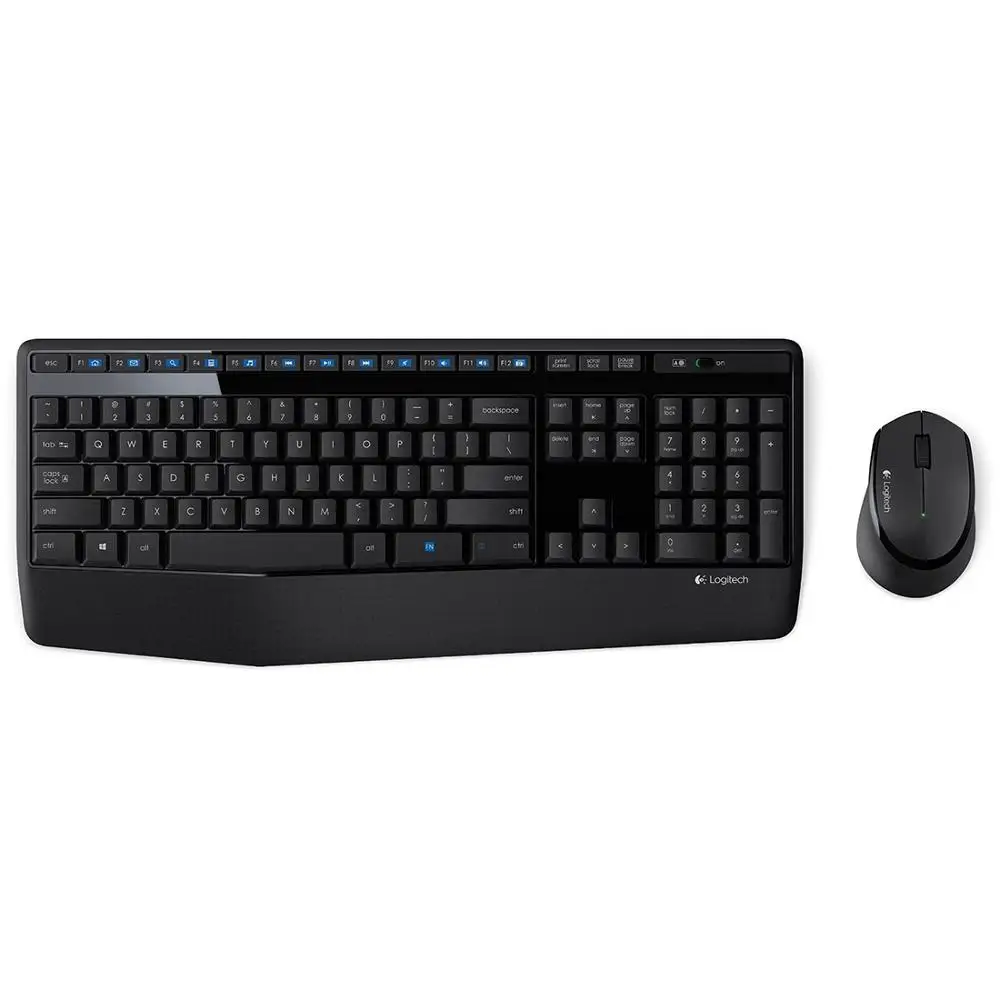 

Набор Logitech MK345, беспроводная полноразмерная клавиатура, 2,4 ГГц, 1000DPI, беспроводная оптическая мышь с нано-приемником для дома, компании, офиса