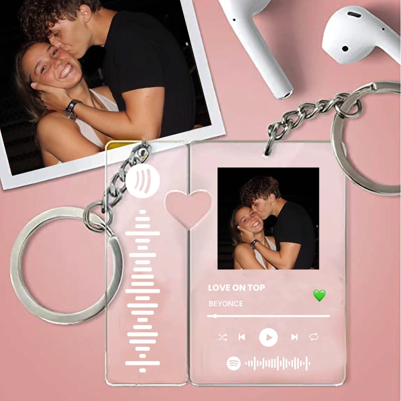 2 шт. Персонализированная пара брелок по индивидуальному заказу музыка Spotify код
