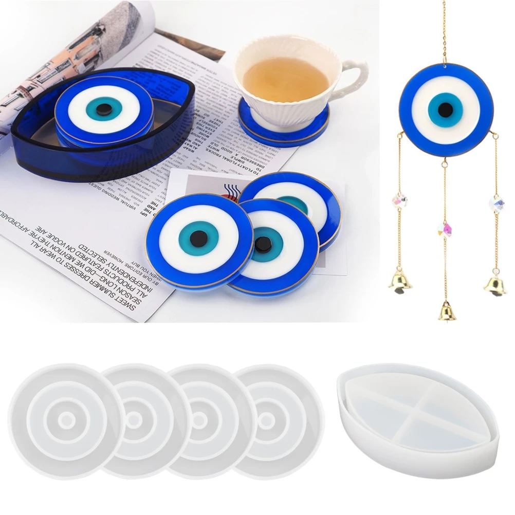 

DIY Resin Dripping Coaster Mold Blue Eye Round Coaster Mould Silicone Mould Great Gift for your Friends and Family