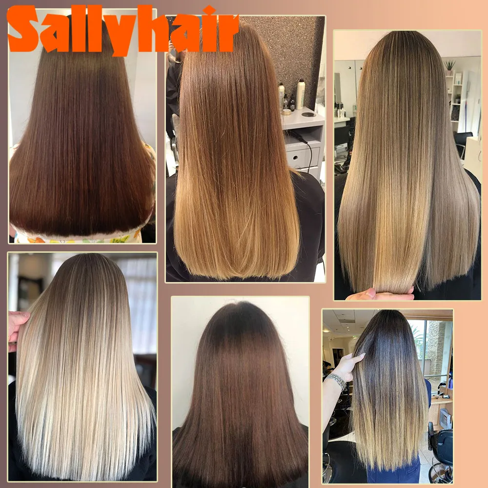 

Sallyhair 22" 12Clips 6Pcs/Set Synthetic Clip in Hair Extensions for Straight Women False Hair piece Heat Resistant