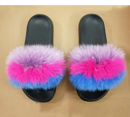 as pic shows COOLSA/женские нескользящие шлепанцы на плоской подошве с лисьим мехом; женские меховые шлепанцы; женские плюшевые меховые тапочки; Прямая поставка; обувь на меху; женская обувь; Лидер продаж - Цвет: as pic shows