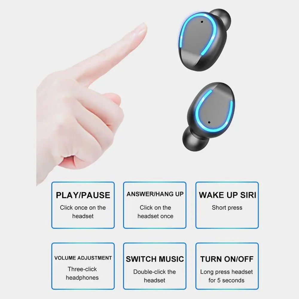 Bluetooth наушники Мини светодиодный динамик стерео звук 2000 мА/ч внешний аккумулятор
