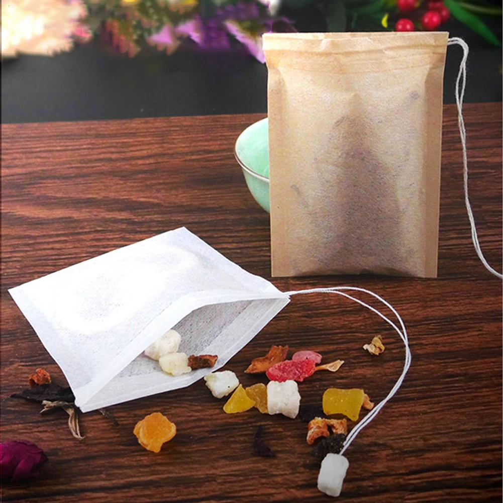 

100PCS Tea Strainer Bags Disposable Empty Paper Tea Bag With Drawstring Infuser Bags For Kitchen Loose Leaf Tea And Coffee