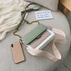 Женские сумки через плечо из искусственной кожи, маленькие Модные Простые универсальные сумочки с клапаном и широким ремешком контрастных цветов