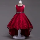Платье принцессы для девочек, элегантное праздничное платье на свадьбу и вечеринку, длинное красное платье без рукавов с буфами, новая мода 2021