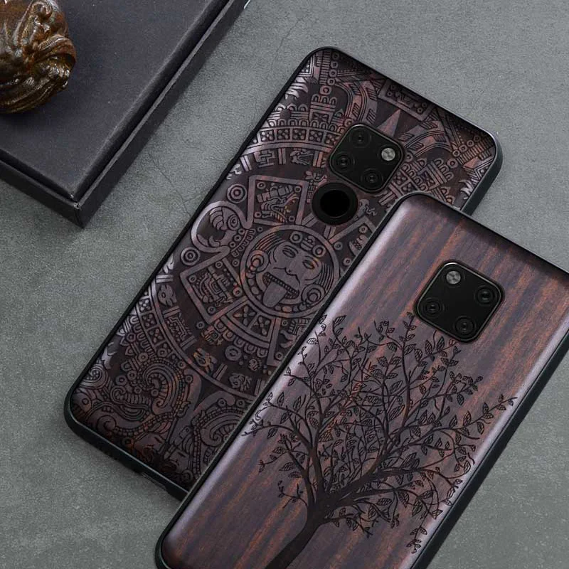 Чехол для Huawei Mate 20 Pro черный чехол из эбенового дерева резной бампер ТПУ