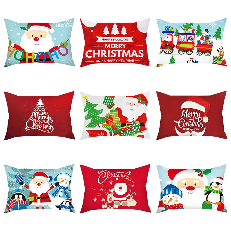 

20x12 inch Christmas Cushion Cover Navidad Merry Christmas Decorations for Home 2021 Xmas Noel Cristmas Pillowcase New Year 2022