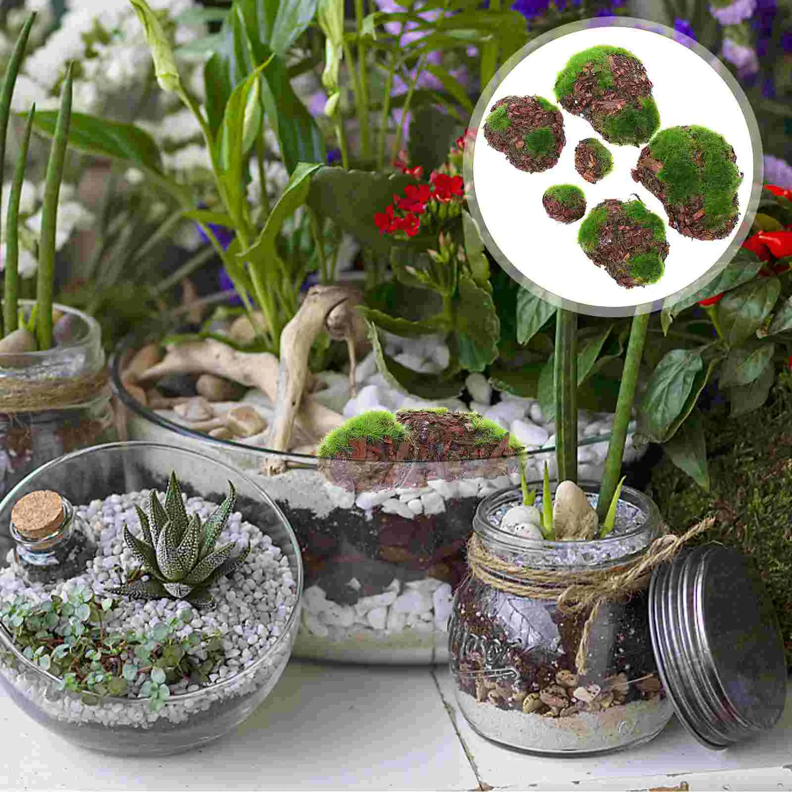 

6pcs Simulation Mossy Stones DIY Art Crafts Microlandschaft Supplies for Decor