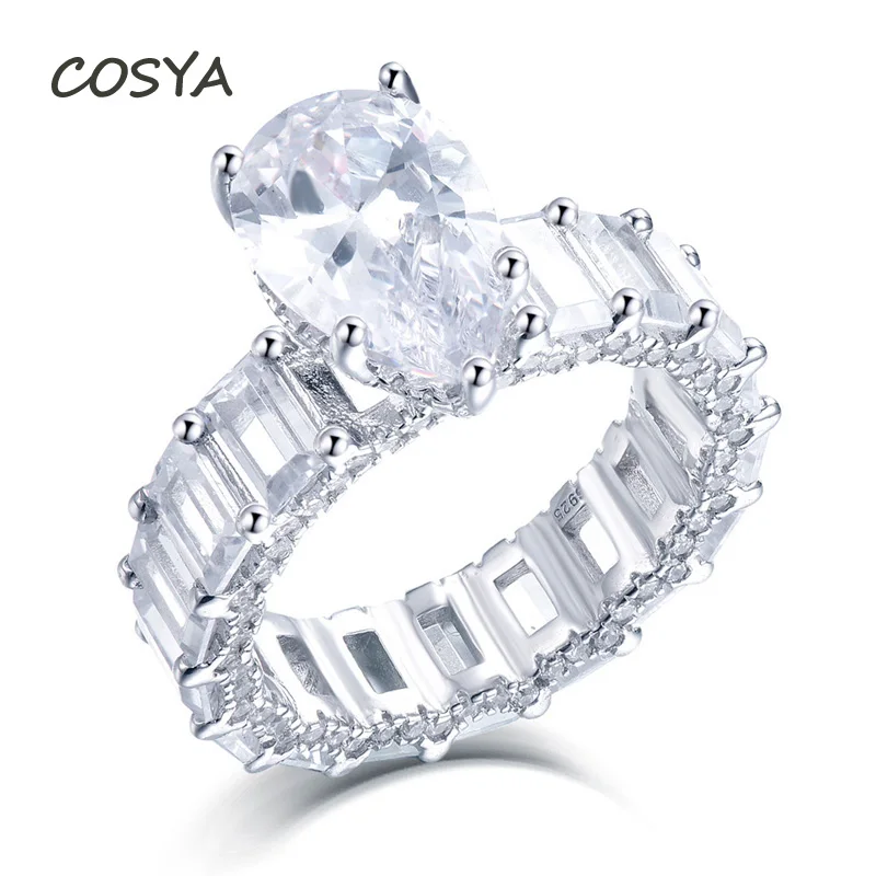 

COSYA Капля воды 100% стерлингового серебра 925 высокоуглеродистые бриллианты для женщин Роскошные свадебные браслеты для вечеривечерние изыск...